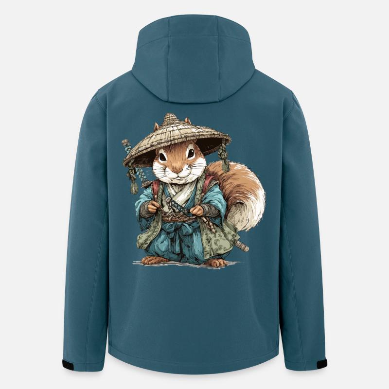 Eichhörnchen-Samurai im blauen Kimono - Recycelte Männer Softshell-Jacke von Stanley/Stella - Dunkles Petrol