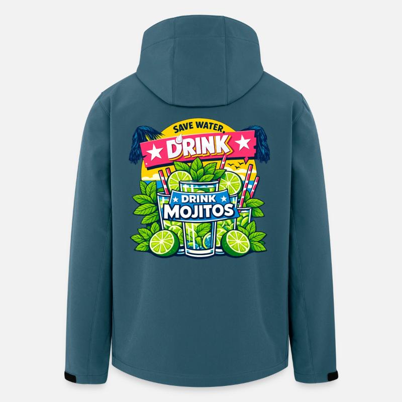 Sauvez l'eau, buvez Mojitos - Veste softshell homme en polyester recyclé Stanley/Stella - bleu pétrole foncé