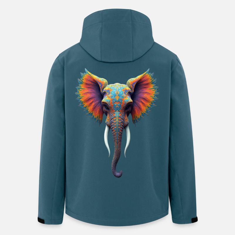 Regenbogen-Verzierter Elefantenkopf - Recycelte Männer Softshell-Jacke von Stanley/Stella - Dunkles Petrol