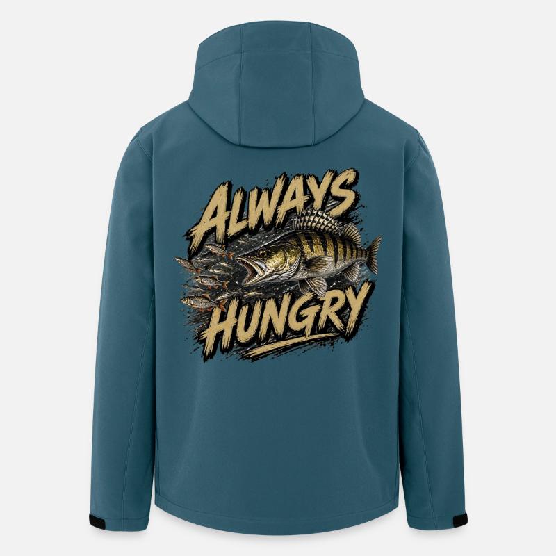 Always Hungry Zander – Predator Angel-Design - Recycelte Männer Softshell-Jacke von Stanley/Stella - Dunkles Petrol