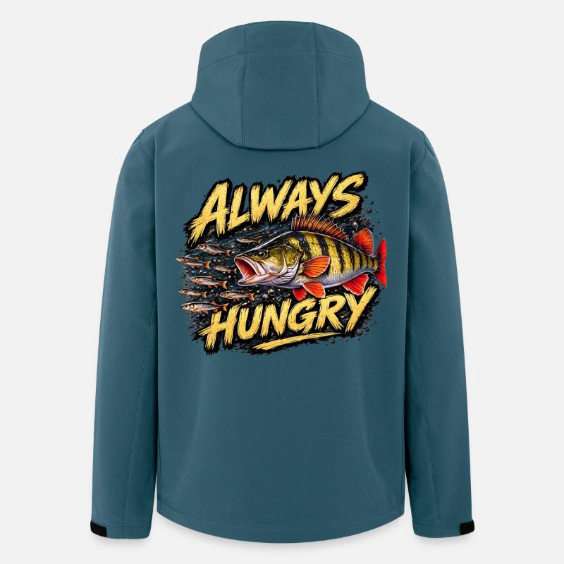 Always Hungry – Aggressives Barschangel-Design - Recycelte Männer Softshell-Jacke von Stanley/Stella - Dunkles Petrol