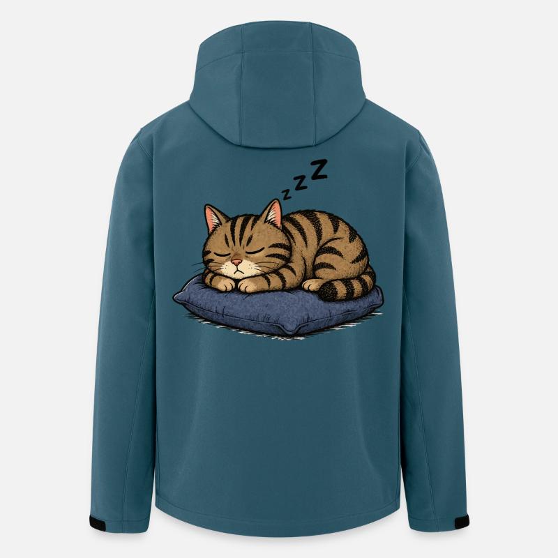 Chat endormi sur l’oreiller - Veste softshell homme en polyester recyclé Stanley/Stella - bleu pétrole foncé