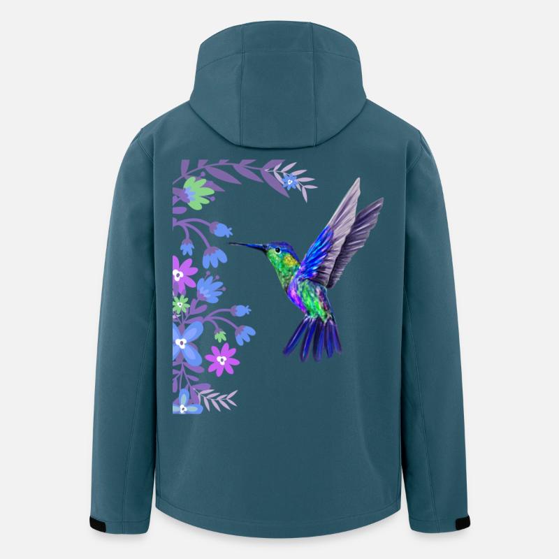 Kolibri Vogel Design mit botanischen Blumen - Recycelte Männer Softshell-Jacke von Stanley/Stella - Dunkles Petrol