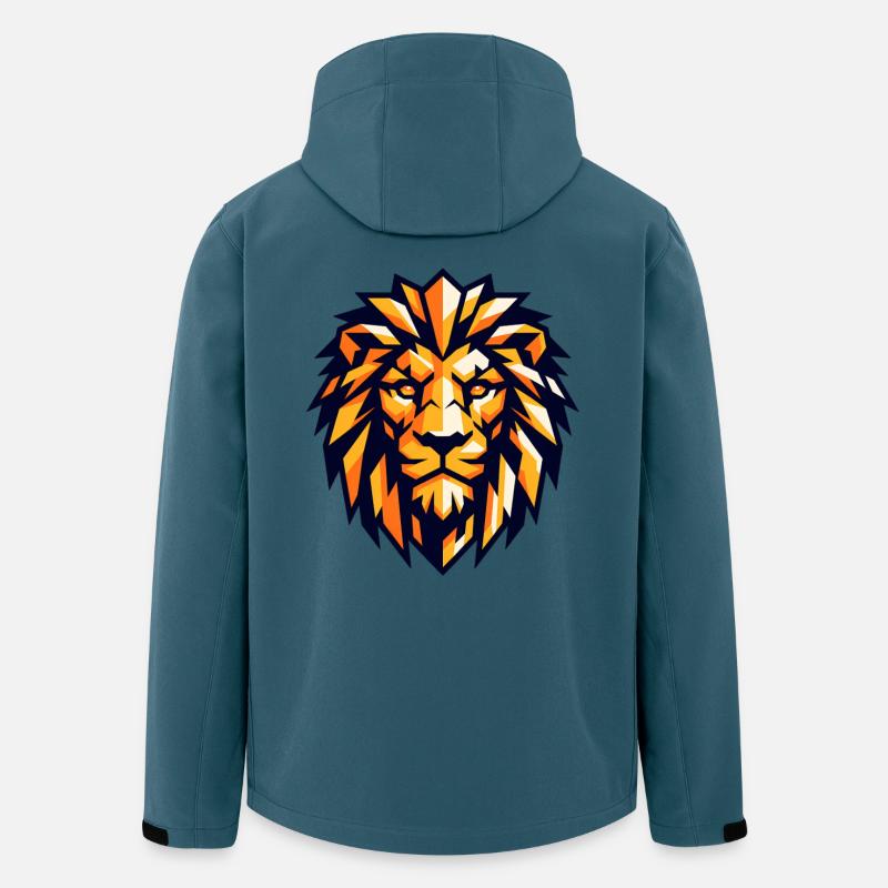 Geometric Lion Orange Black - Men’s Recycled Softshell Jacket by Stanley/Stella - stargazer