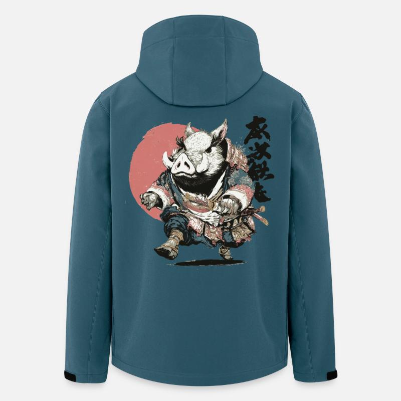 Eber-Samurai in Ukiyo-Rüstung - Recycelte Männer Softshell-Jacke von Stanley/Stella - Dunkles Petrol