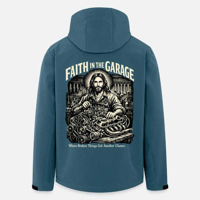 Foi dans le garage - Veste softshell homme en polyester recyclé Stanley/Stella - bleu pétrole foncé
