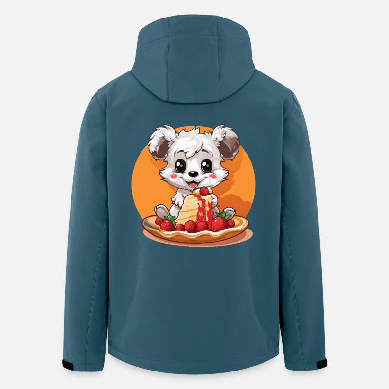 Kawaii Panda mit Pancake-Torte - Recycelte Männer Softshell-Jacke von Stanley/Stella - Dunkles Petrol
