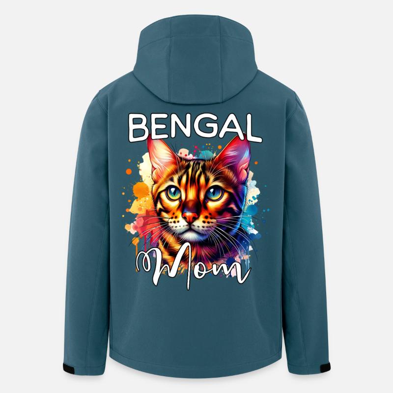 Maman chatte du Bengale - Veste softshell homme en polyester recyclé Stanley/Stella - bleu pétrole foncé