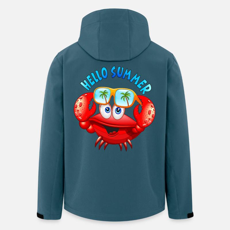 Crab Süßer Sommer-Cartoon mit Sonnenbrille - Recycelte Männer Softshell-Jacke von Stanley/Stella - Dunkles Petrol