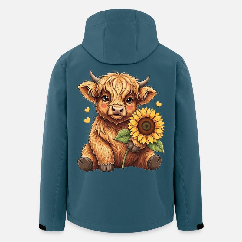 Highland Cow Sonnenblume - Recycelte Männer Softshell-Jacke von Stanley/Stella - Dunkles Petrol