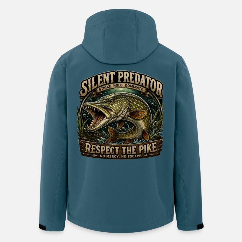 Silent Predator – Aggressives Hechtfang-Design - Recycelte Männer Softshell-Jacke von Stanley/Stella - Dunkles Petrol