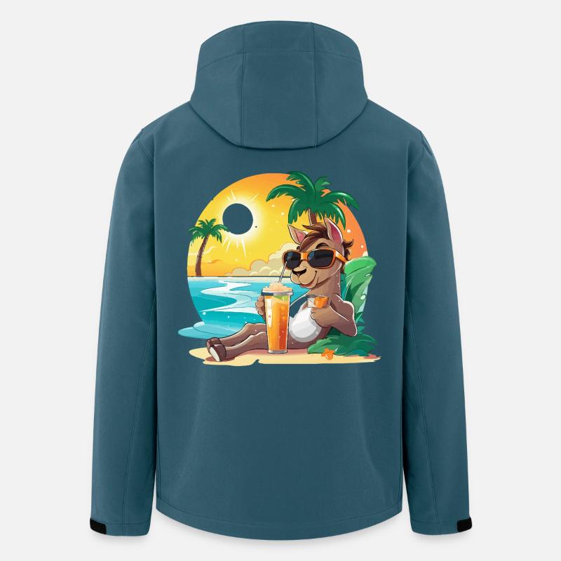 Strandlama mit Sonnenbrille - Recycelte Männer Softshell-Jacke von Stanley/Stella - Dunkles Petrol