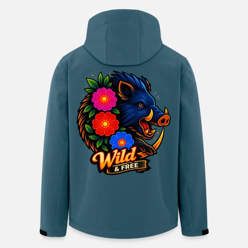 Wildblume: Wild & Free - Recycelte Männer Softshell-Jacke von Stanley/Stella - Dunkles Petrol