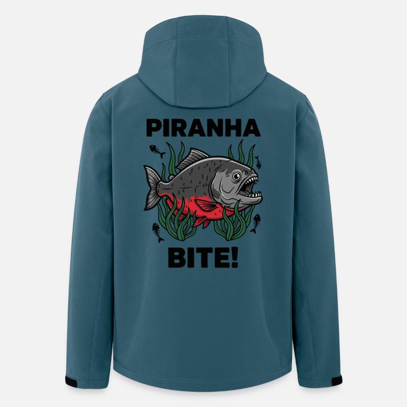 Red Piranha Bite Bite Fish - Men’s Recycled Softshell Jacket by Stanley/Stella - stargazer