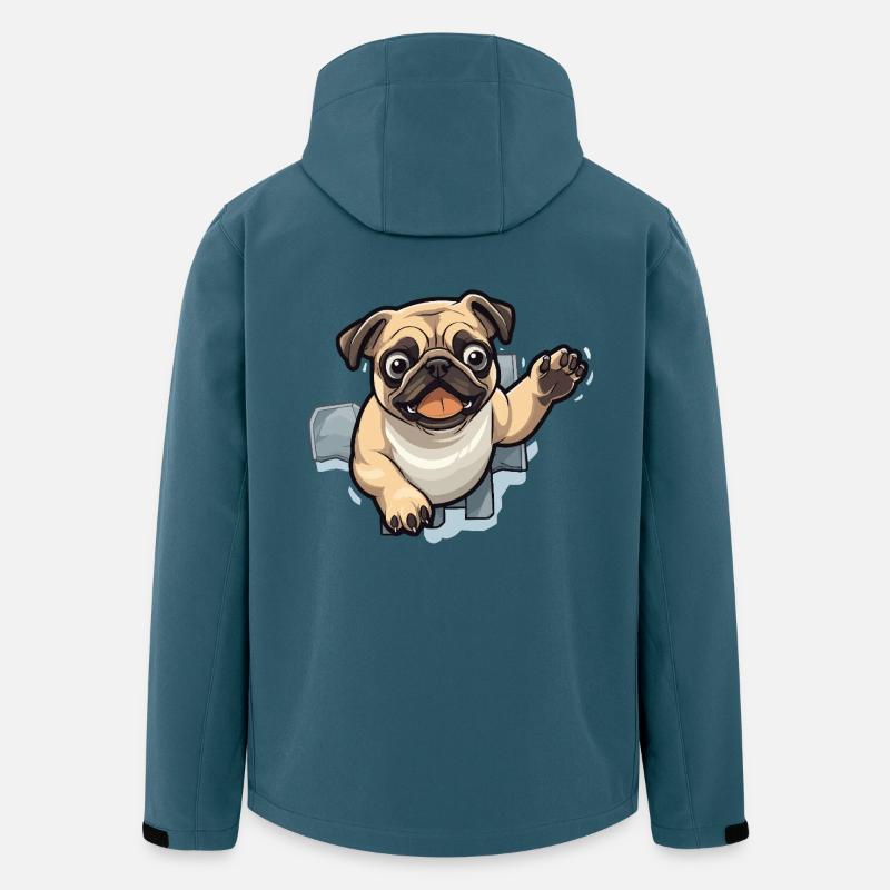 Pug Durchbruch aus Eis - Recycelte Männer Softshell-Jacke von Stanley/Stella - Dunkles Petrol
