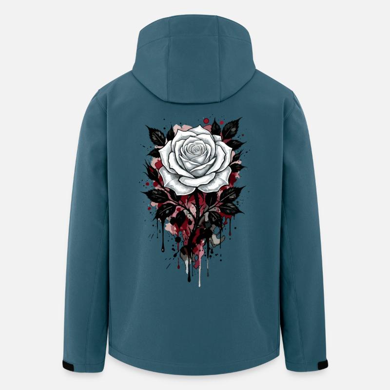 Rose, Rose Blanche, Rose et Fleurs - Veste softshell homme en polyester recyclé Stanley/Stella - bleu pétrole foncé