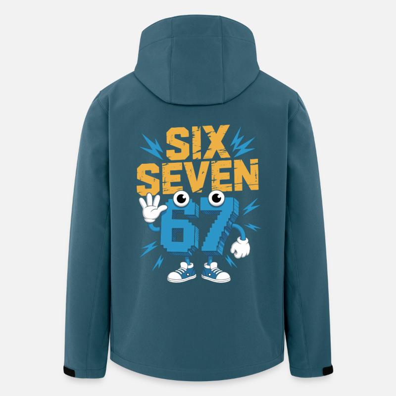 Zahlenheld 67 im Comicstil - Recycelte Männer Softshell-Jacke von Stanley/Stella - Dunkles Petrol