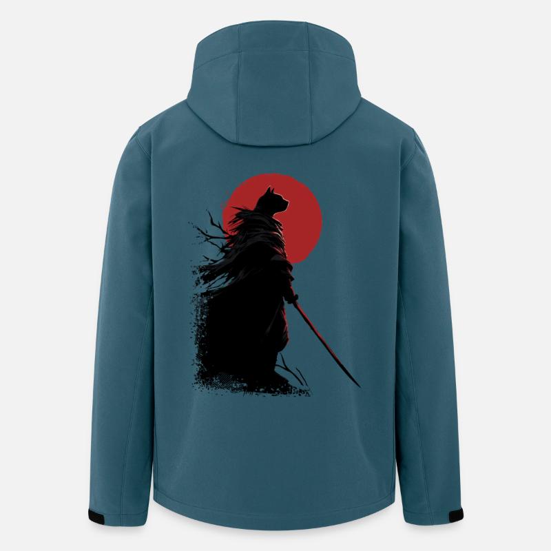 Chat samouraï - Veste softshell homme en polyester recyclé Stanley/Stella - bleu pétrole foncé