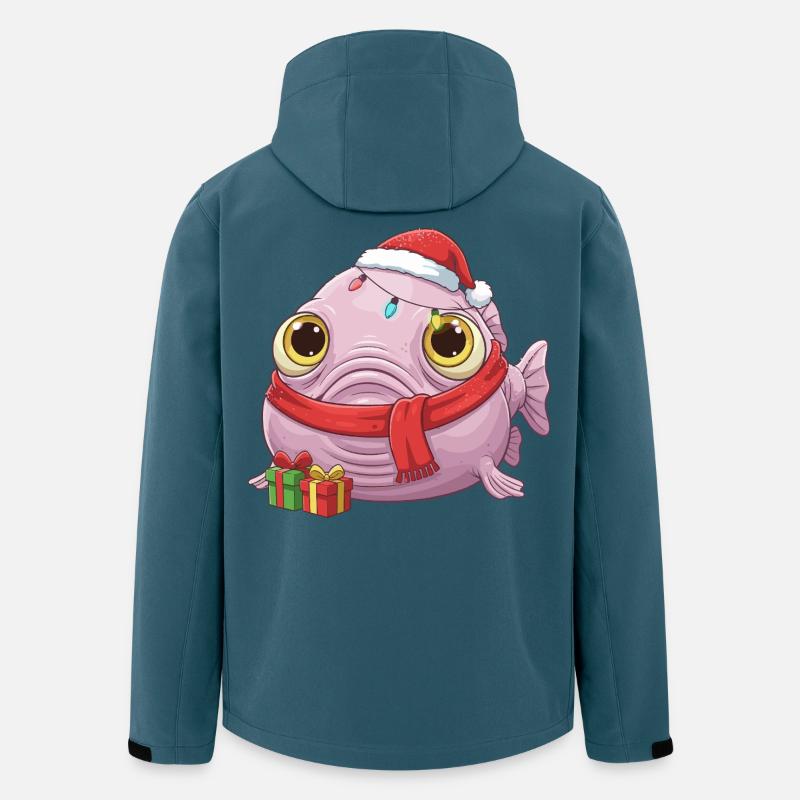 Drôle de Poisson-Blobfish - Noël avec... - Veste softshell homme en polyester recyclé Stanley/Stella - bleu pétrole foncé