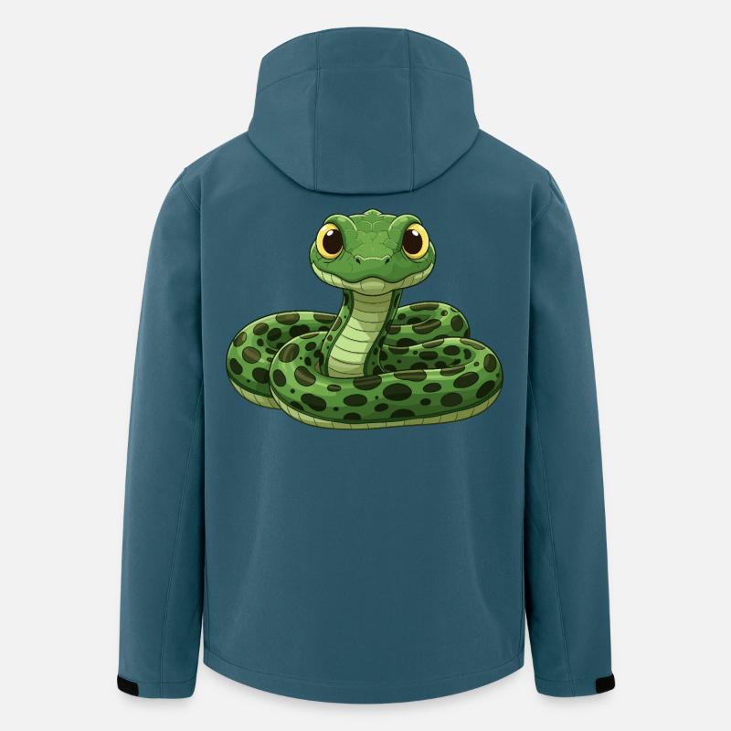 Serpent de dessin animé mignon - Veste softshell homme en polyester recyclé Stanley/Stella - bleu pétrole foncé
