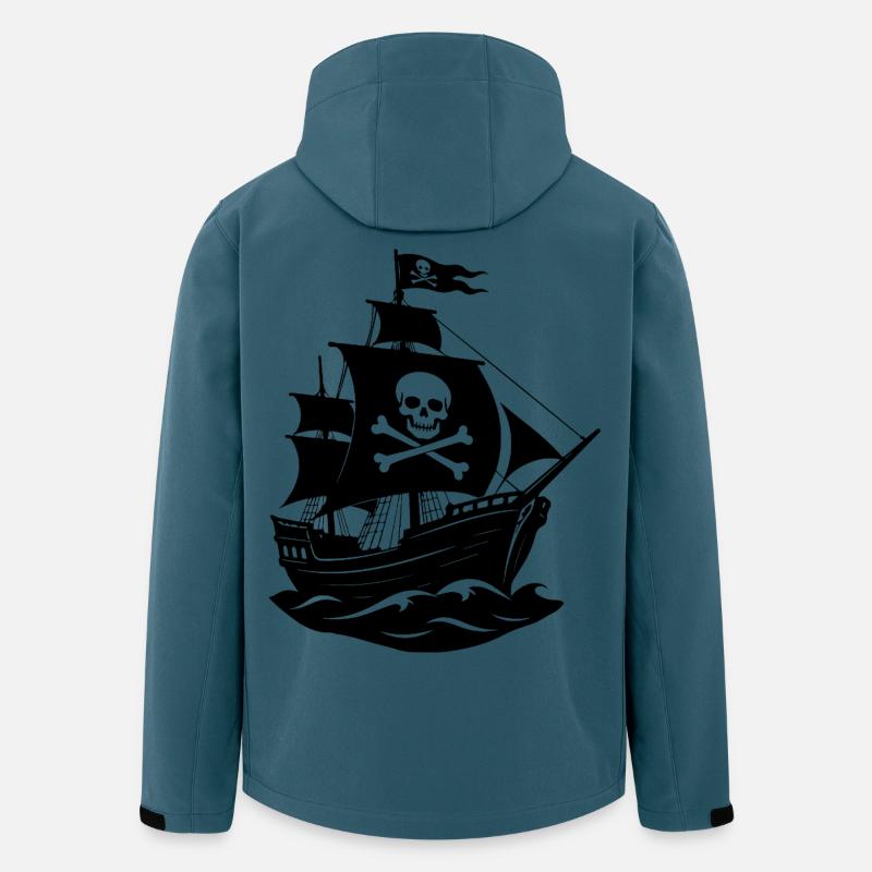 Bateau pirate - Veste softshell homme en polyester recyclé Stanley/Stella - bleu pétrole foncé
