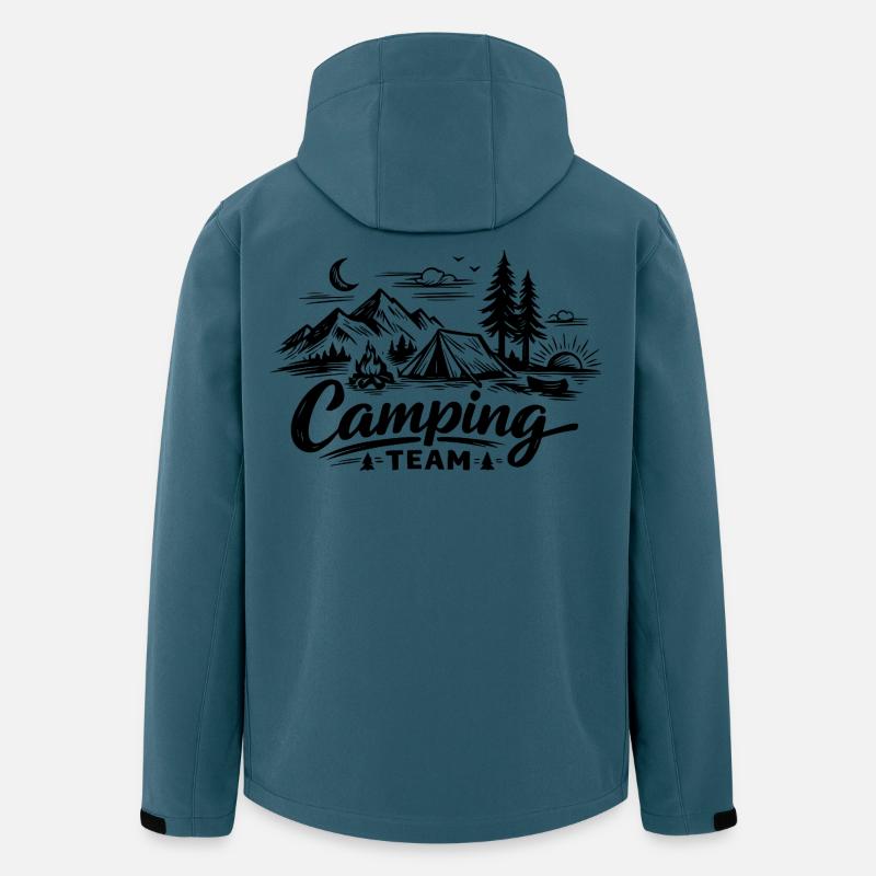 Tente d’équipe de camping - Veste softshell homme en polyester recyclé Stanley/Stella - bleu pétrole foncé