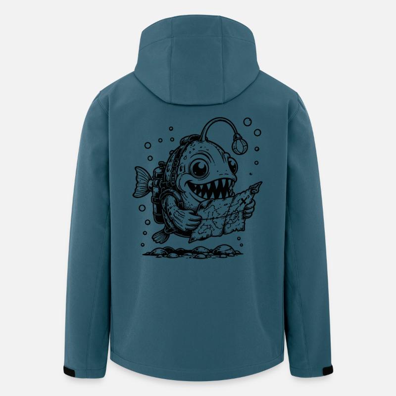 Monsterfisch Anglerfisch mit Schatzkarte  - Recycelte Männer Softshell-Jacke von Stanley/Stella - Dunkles Petrol