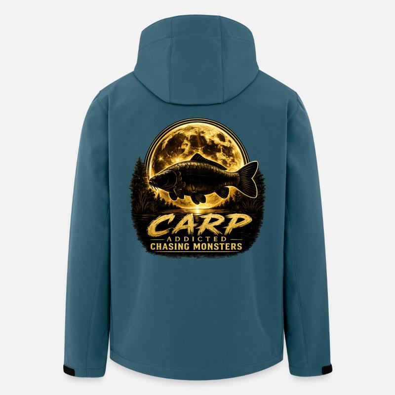 Karpfenabhängige Monsterjagd-Angeldesign - Recycelte Männer Softshell-Jacke von Stanley/Stella - Dunkles Petrol