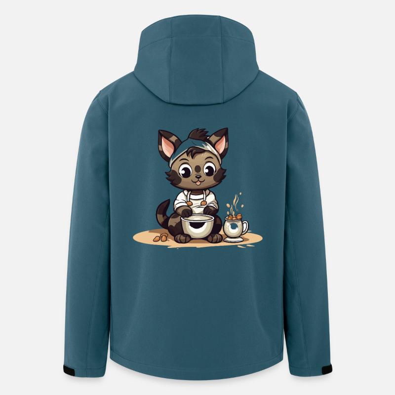Kuscheliges Kochkätzchen Illustration - Recycelte Männer Softshell-Jacke von Stanley/Stella - Dunkles Petrol