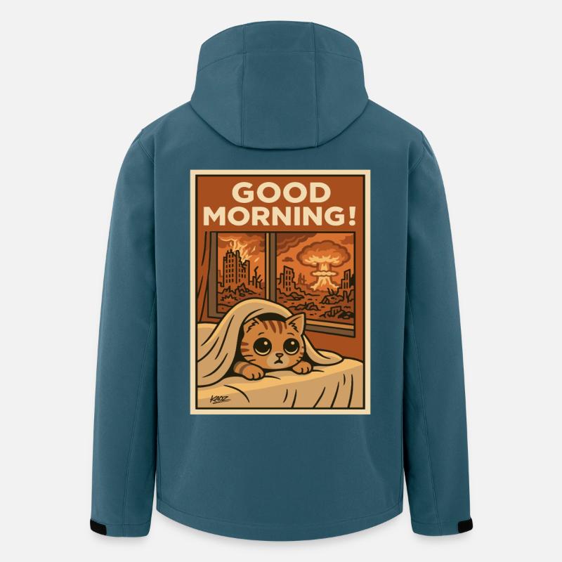 Bonjour : chaton apocalyptique - Veste softshell homme en polyester recyclé Stanley/Stella - bleu pétrole foncé