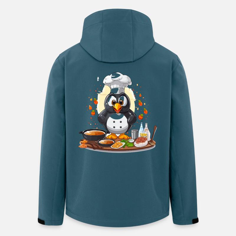 Kitchen Penguin Chef Design - Veste softshell homme en polyester recyclé Stanley/Stella - bleu pétrole foncé