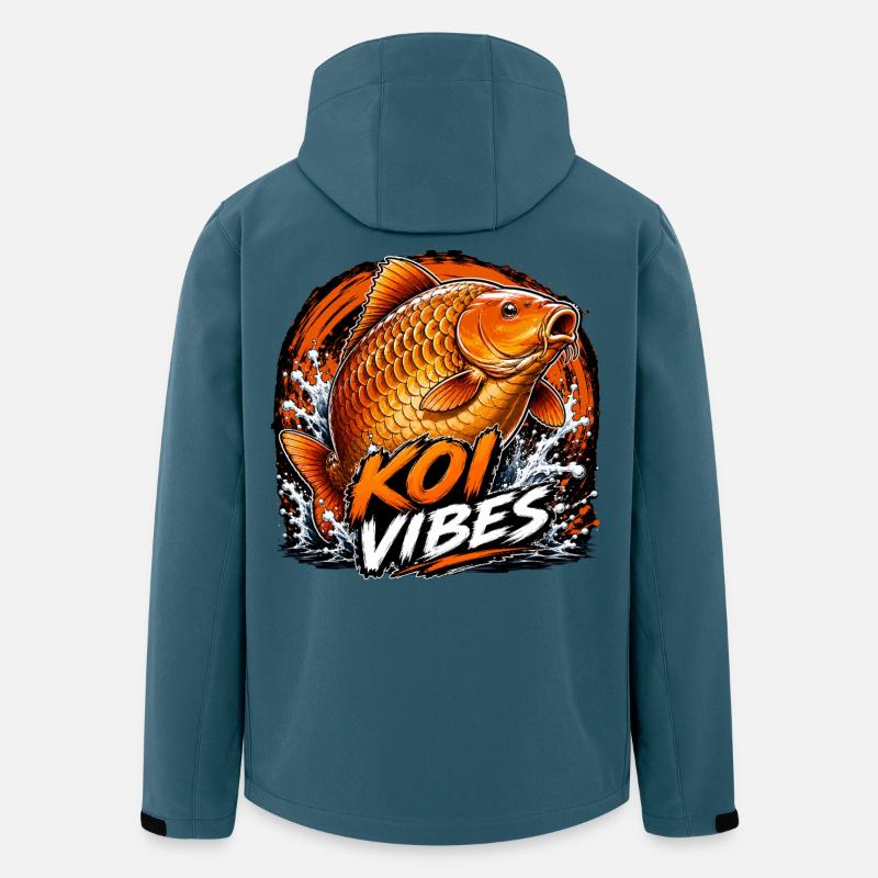 Koi Vibes Japanisches Karpfen-Kunstdesign - Recycelte Männer Softshell-Jacke von Stanley/Stella - Dunkles Petrol