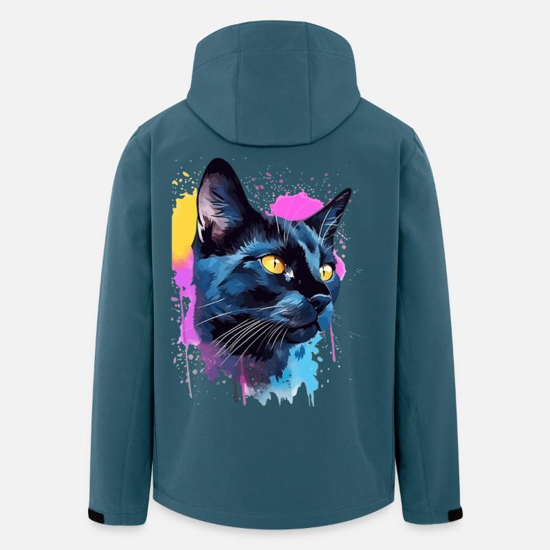 Bunte Bombay-Katzengesicht-Splash-Kunst - Recycelte Männer Softshell-Jacke von Stanley/Stella - Dunkles Petrol