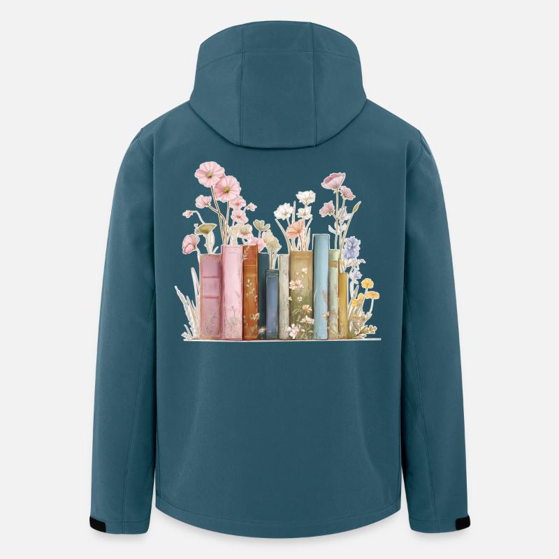 Livres avec des fleurs - Veste softshell homme en polyester recyclé Stanley/Stella - bleu pétrole foncé