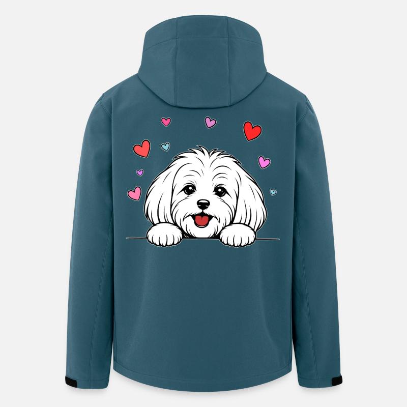 Malteser_Hund_mit_Pfoten_Herz_weiss - Recycelte Männer Softshell-Jacke von Stanley/Stella - Dunkles Petrol