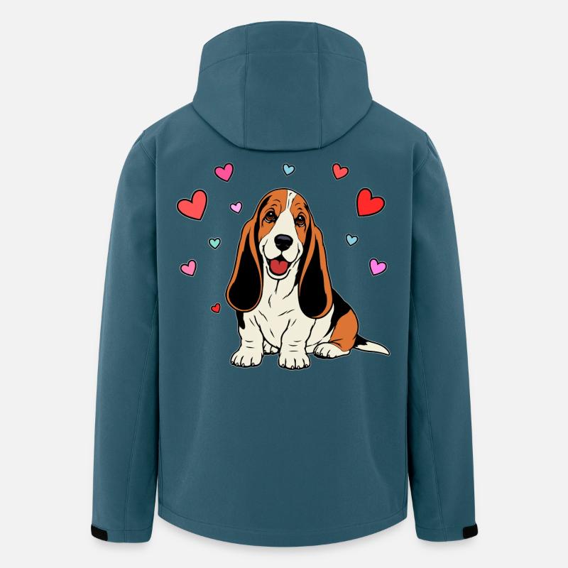 Basset Hound_Hund_sitzendd_Herz_farbig - Veste softshell homme en polyester recyclé Stanley/Stella - bleu pétrole foncé