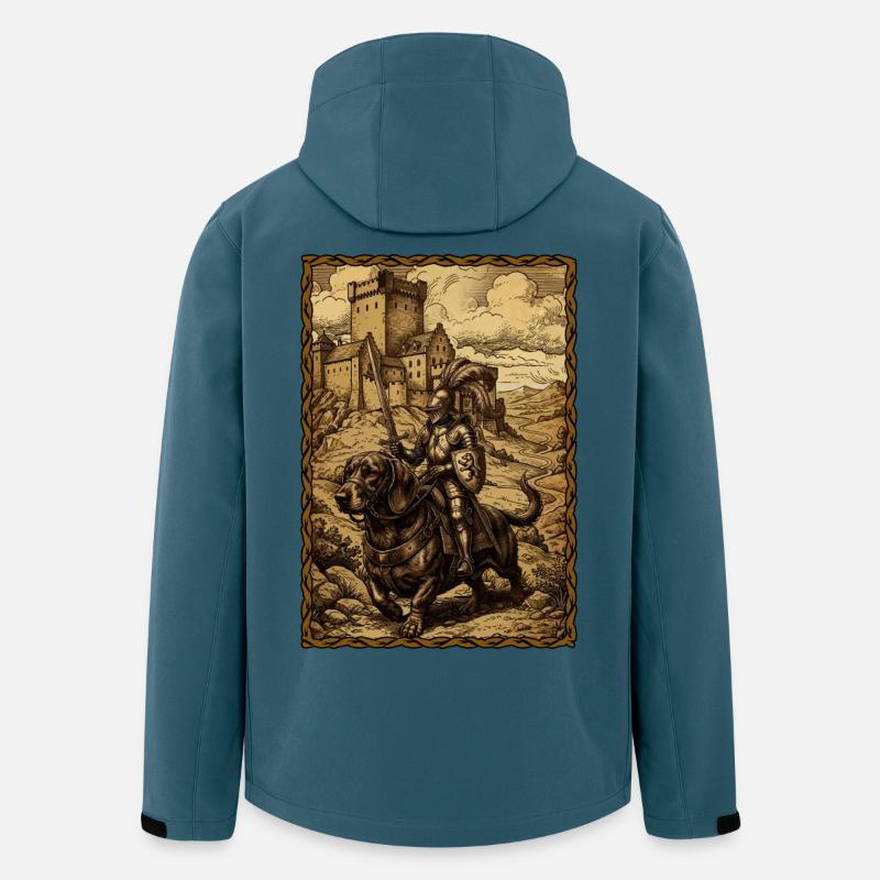 Mittelalterlicher Ritter auf Dackel Ren Faire - Recycelte Männer Softshell-Jacke von Stanley/Stella - Dunkles Petrol