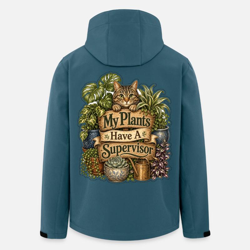 Mes plantes ont un chat superviseur - Veste softshell homme en polyester recyclé Stanley/Stella - bleu pétrole foncé