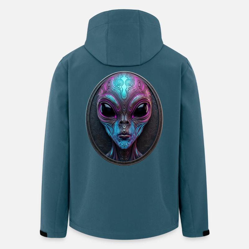 Neon Alien Medallion Sci-Fi Art - Men’s Recycled Softshell Jacket by Stanley/Stella - stargazer