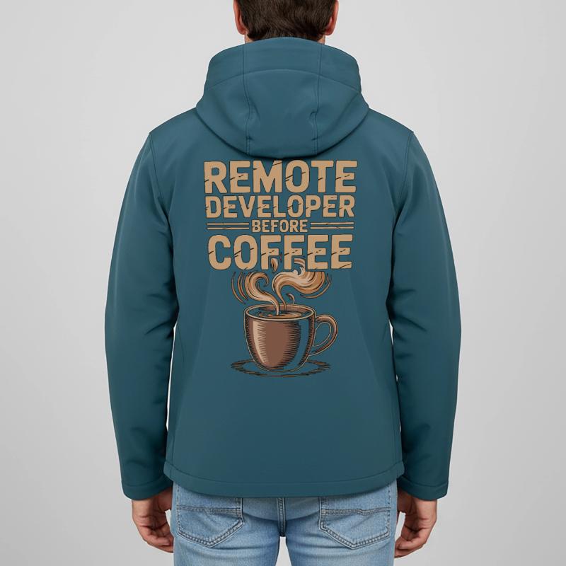 Remote Developer Before Remote Coder Coffee Lover Men’s Recycled Softshell Jacket by Stanley/Stella