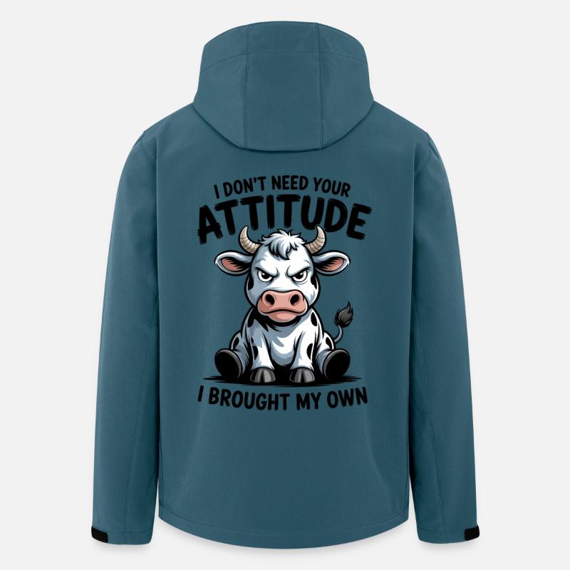 Attitude de vache : expression - Veste softshell homme en polyester recyclé Stanley/Stella - bleu pétrole foncé