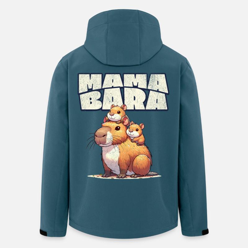Mama Bara Capybara - Veste softshell homme en polyester recyclé Stanley/Stella - bleu pétrole foncé