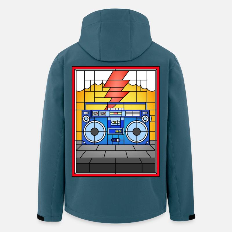 Buntglas-Boombox-Illustration - Recycelte Männer Softshell-Jacke von Stanley/Stella - Dunkles Petrol
