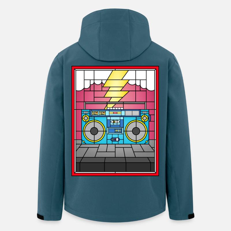 Buntglas-Boombox-Illustration - Recycelte Männer Softshell-Jacke von Stanley/Stella - Dunkles Petrol