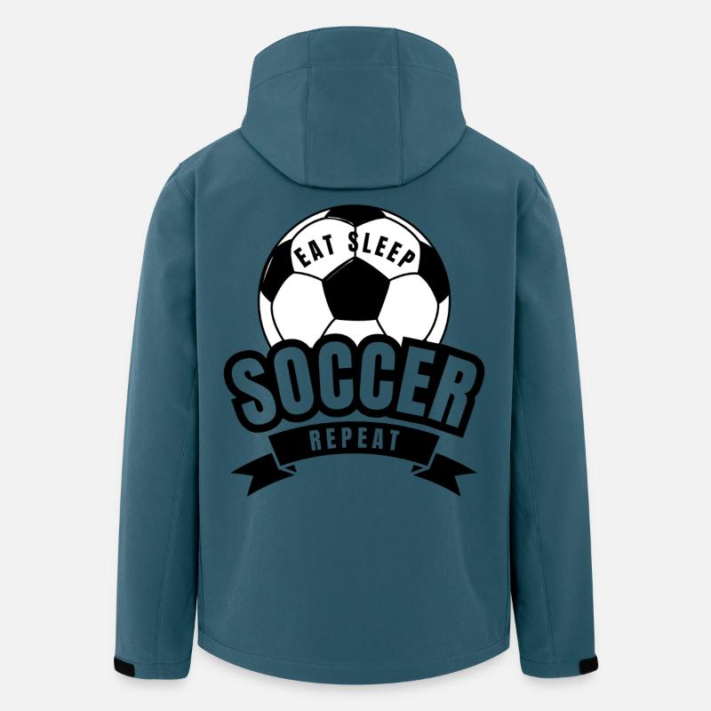 ESSEN, SCHLAF, SFUSSBALL WIEDERHOLEN - Recycelte Männer Softshell-Jacke von Stanley/Stella - Dunkles Petrol