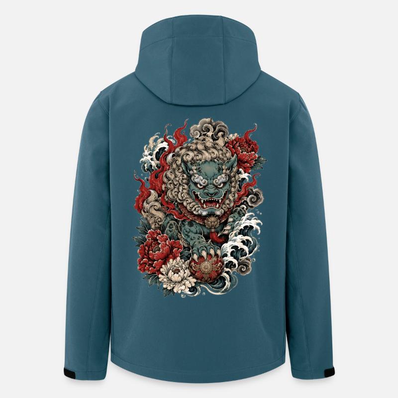 Foo Dog Blossom Guardian - Recycelte Männer Softshell-Jacke von Stanley/Stella - Dunkles Petrol