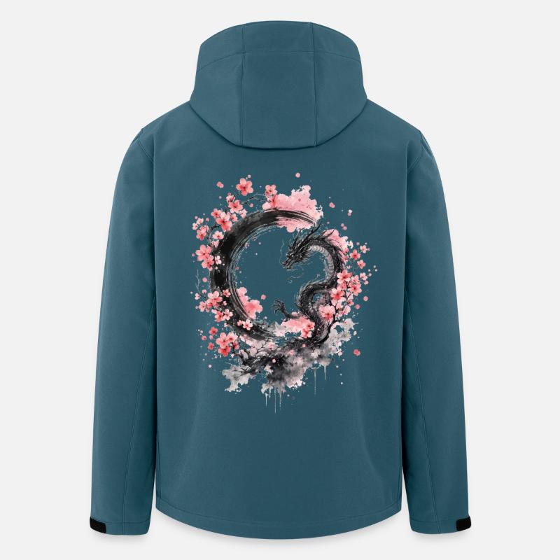 Sakura Dragon Ink Circle - Recycelte Männer Softshell-Jacke von Stanley/Stella - Dunkles Petrol