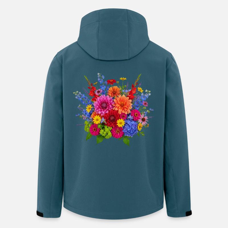 Blütenexplosion – Bunter Sommerstrauß - Recycelte Männer Softshell-Jacke von Stanley/Stella - Dunkles Petrol