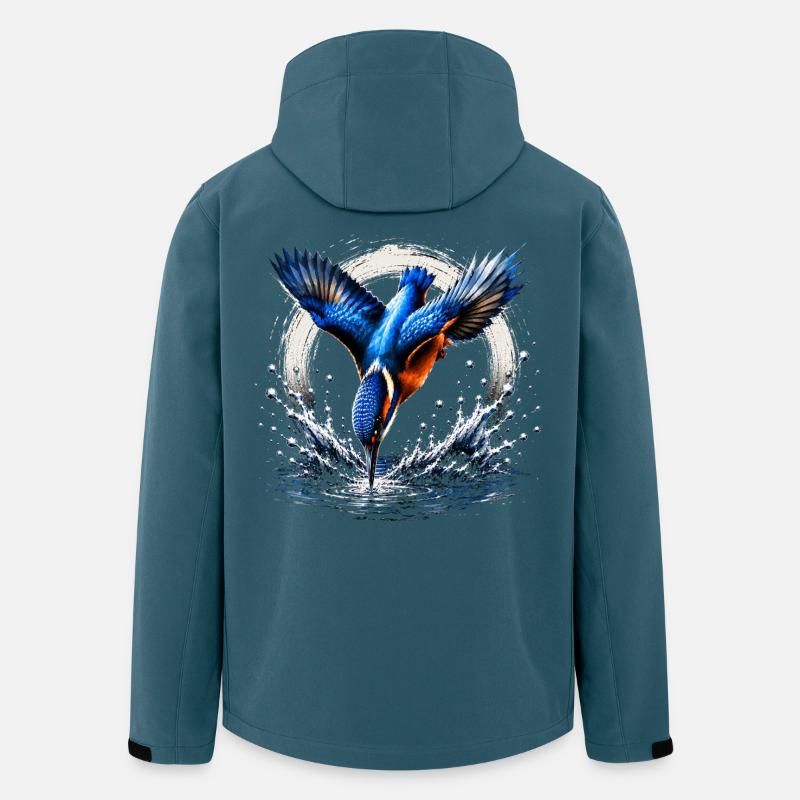 Eisvögler-Design - Recycelte Männer Softshell-Jacke von Stanley/Stella - Dunkles Petrol