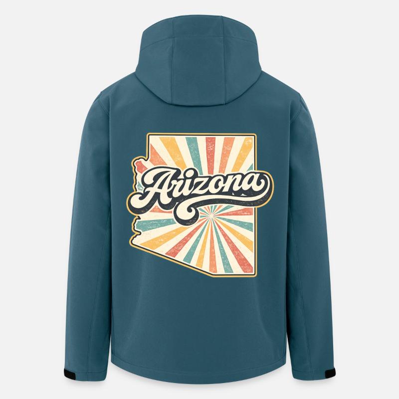 Arizona Retro Sunburst-Skript - Recycelte Männer Softshell-Jacke von Stanley/Stella - Dunkles Petrol